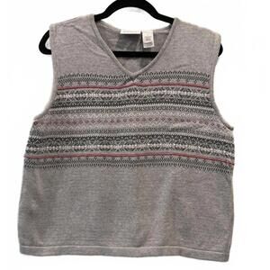 LizGolf by Liz Claiborne Vintage V-neck Sweater Vest, Size Large